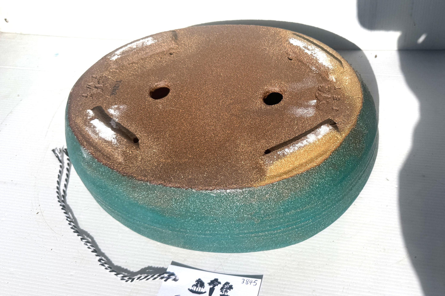 Oval 33.5cm Green Glazed Stoneware Bonsai Pot