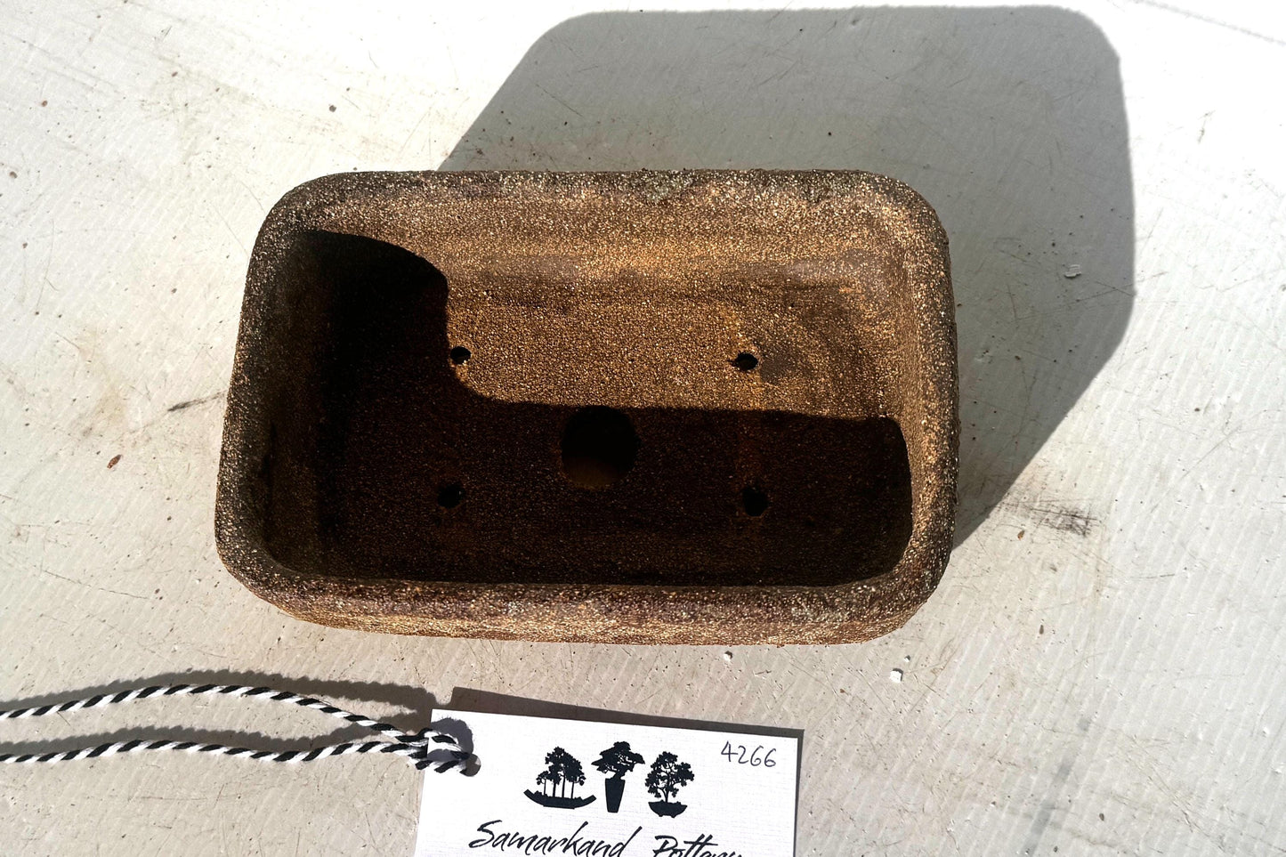 Rectangular 17.5cm Brown Stoneware Woodash Bonsai Pot