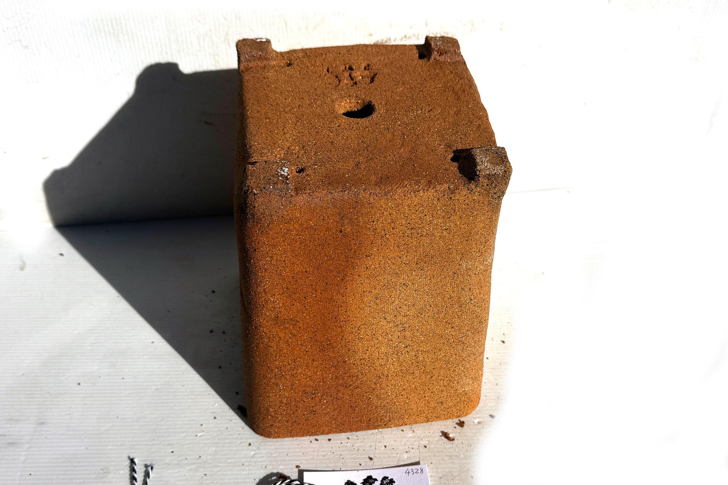Square 18.5cm Brown Smooth Stoneware Bonsai Pot