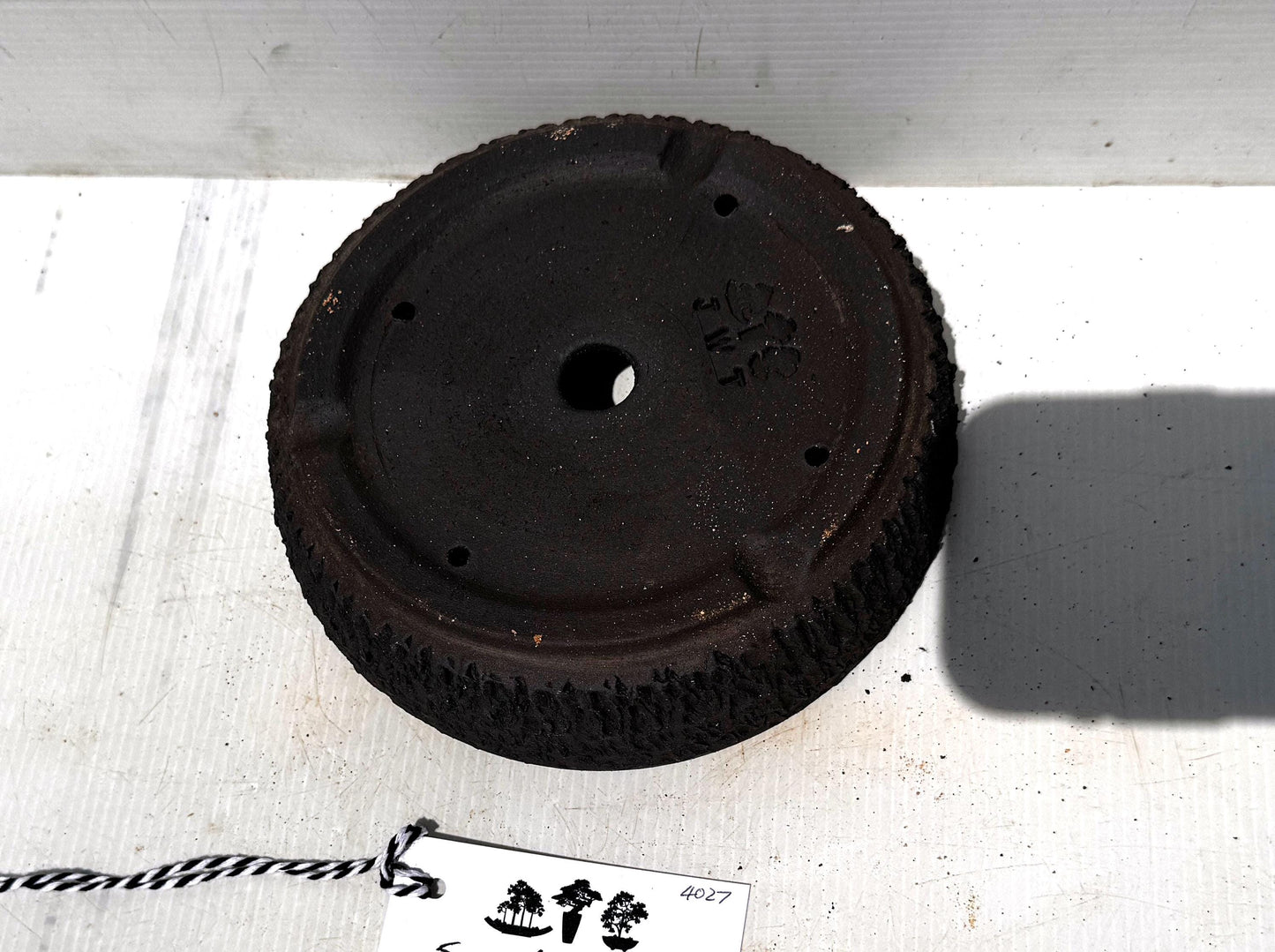 Round 18.5cm Black Textured Stoneware Unglazed Bonsai Pot