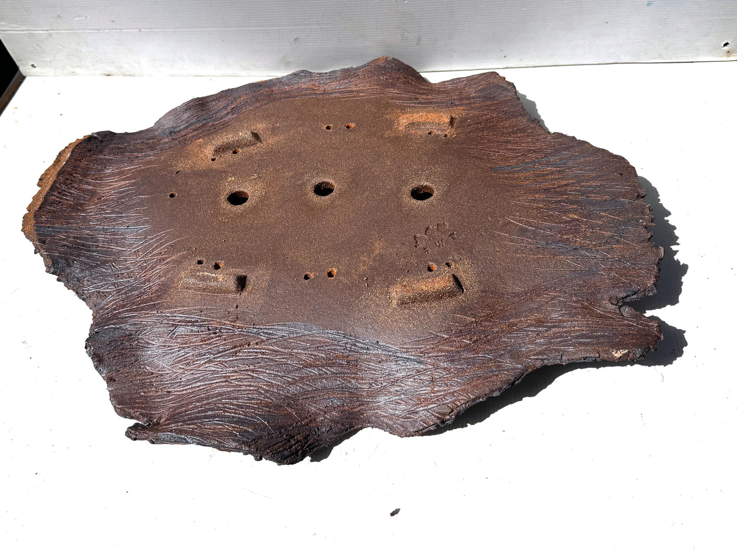 56cm Slab Brown Stoneware Textured Bonsai Pot