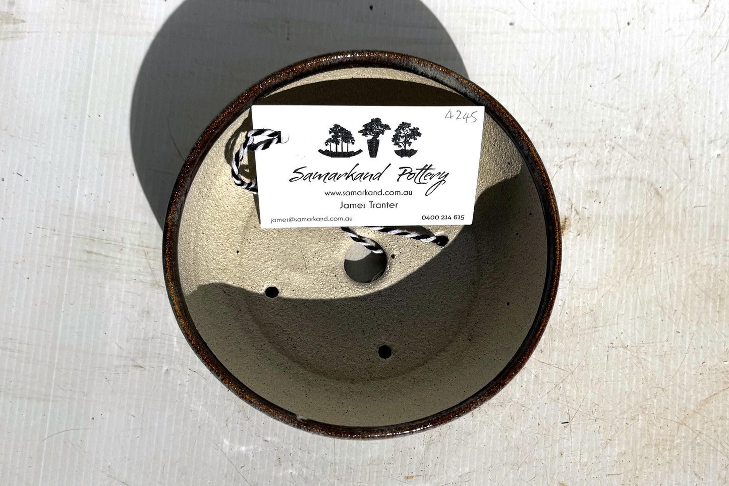 Round 15cm Blue Glazed Stoneware Bonsai Pot
