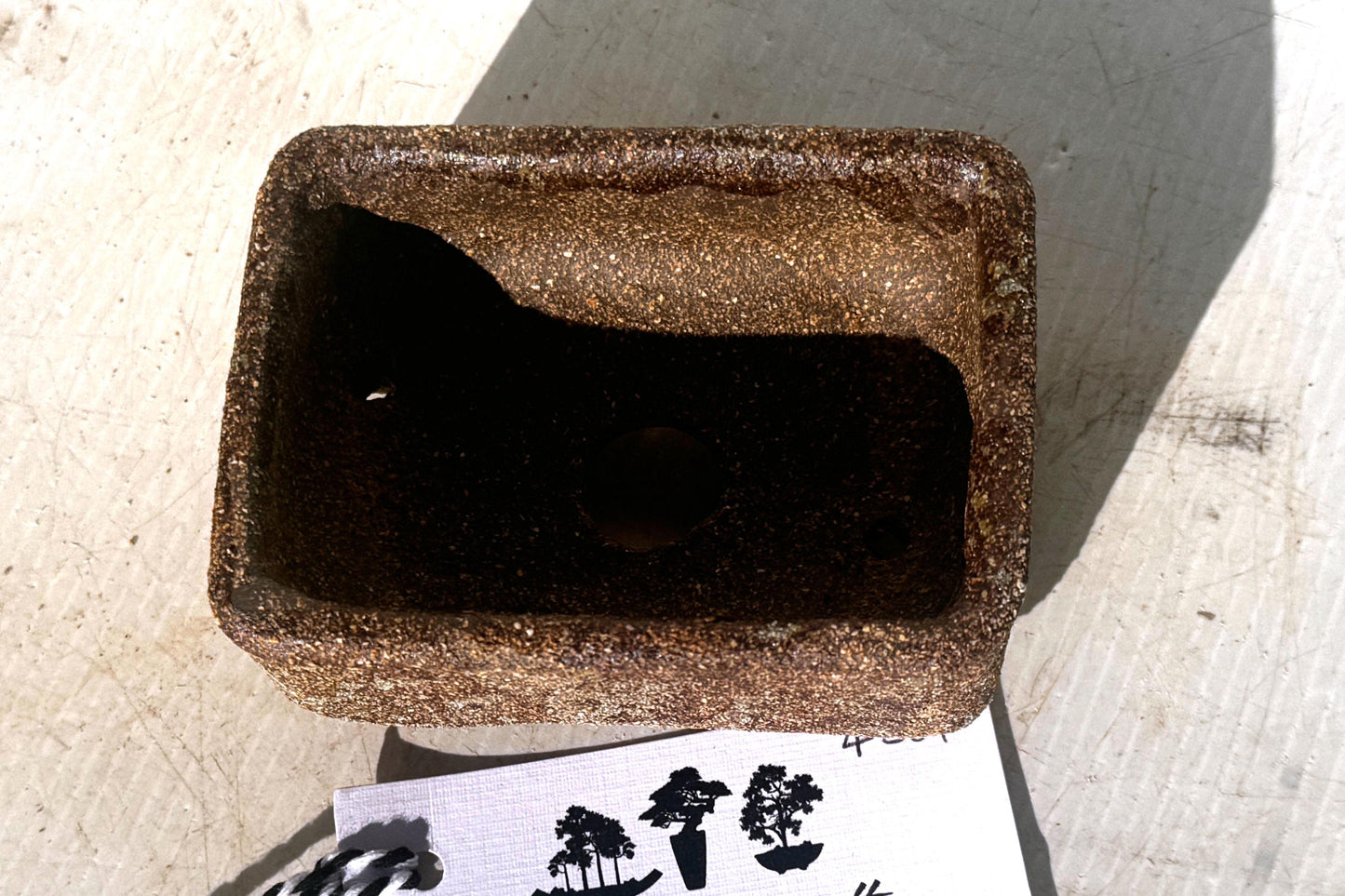 Rectangular 10cm Brown Stoneware Woodash Bonsai Pot