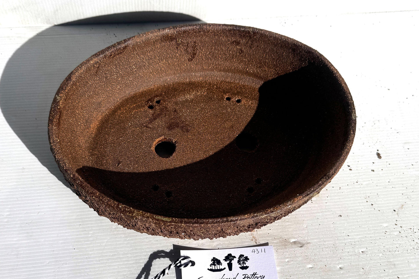 Oval 27cm Brown Woodash Textured Finish Stoneware Bonsai Pot