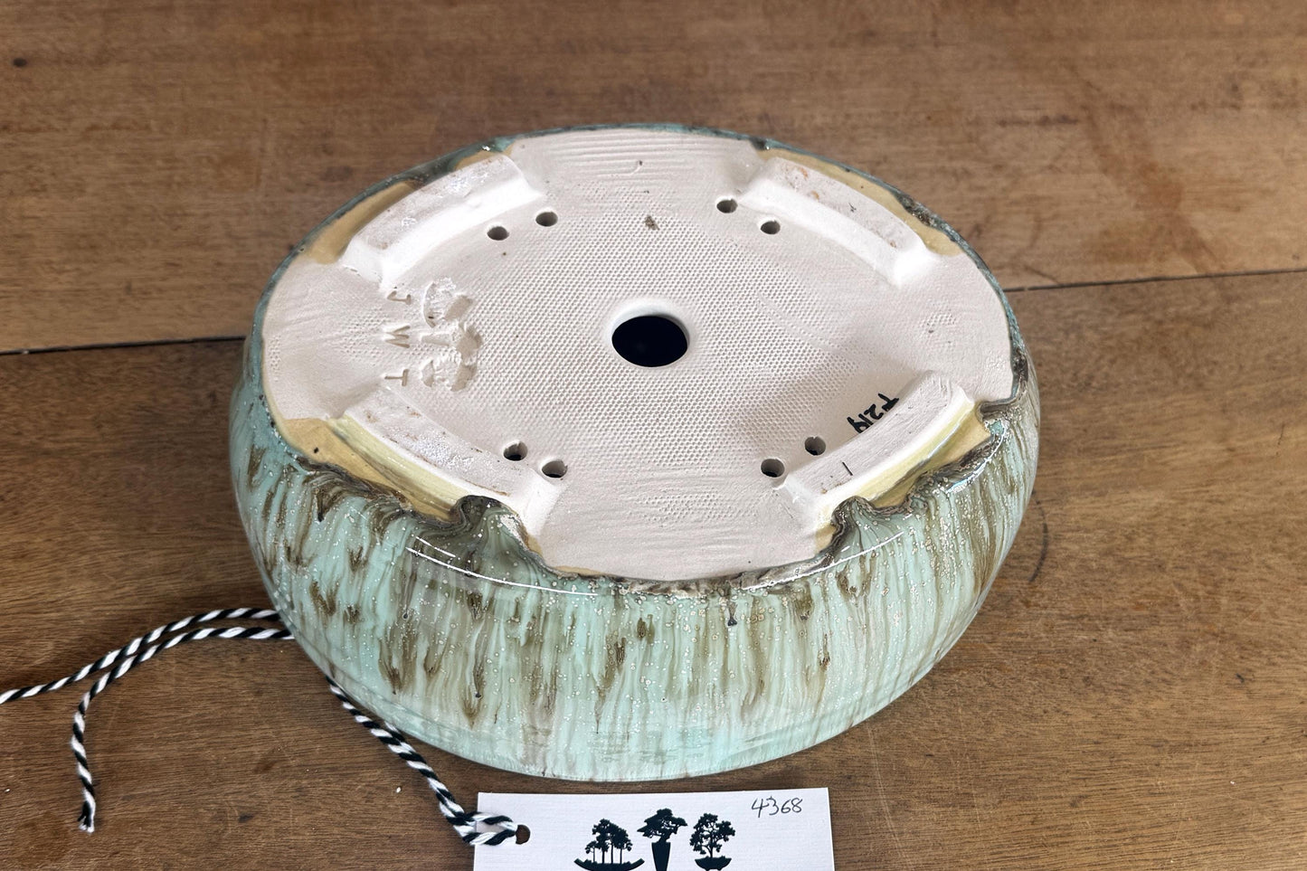 Oval 12.5cm Green Glazed Stoneware Bonsai Pot
