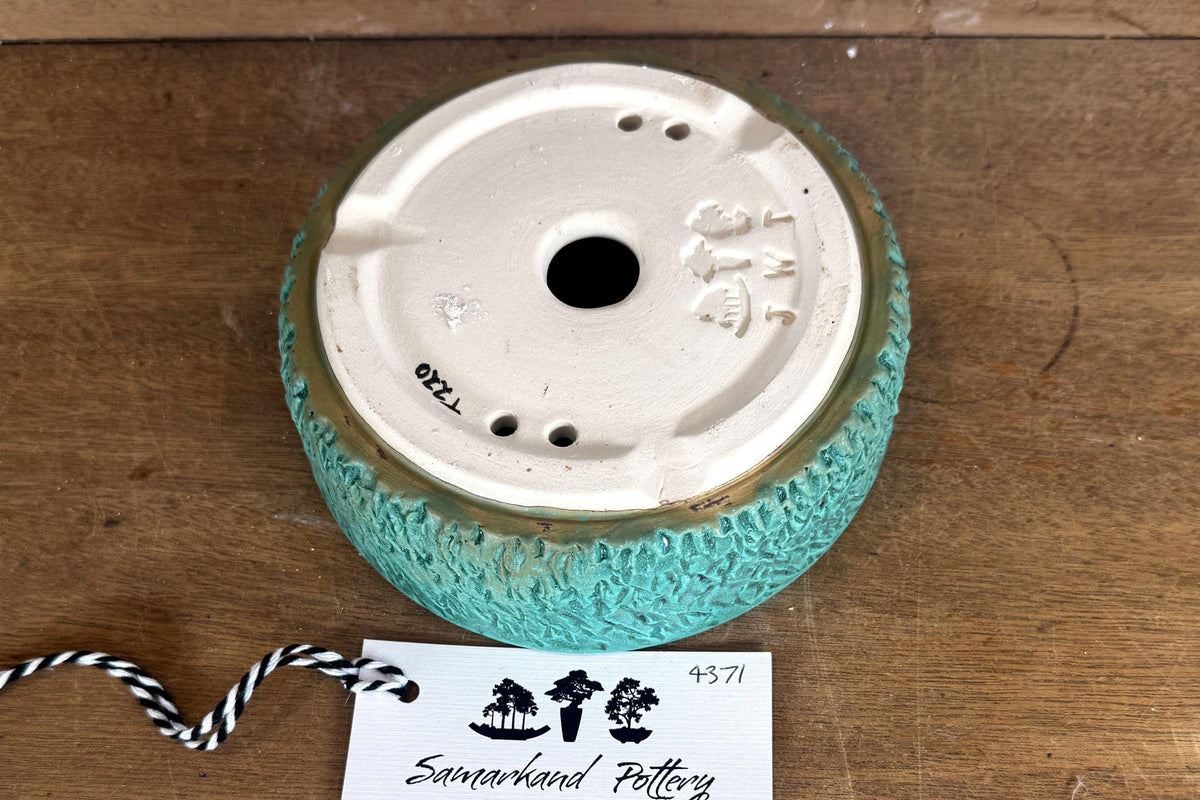 Round 14.5cm Green Glazed Stoneware Bonsai Pot