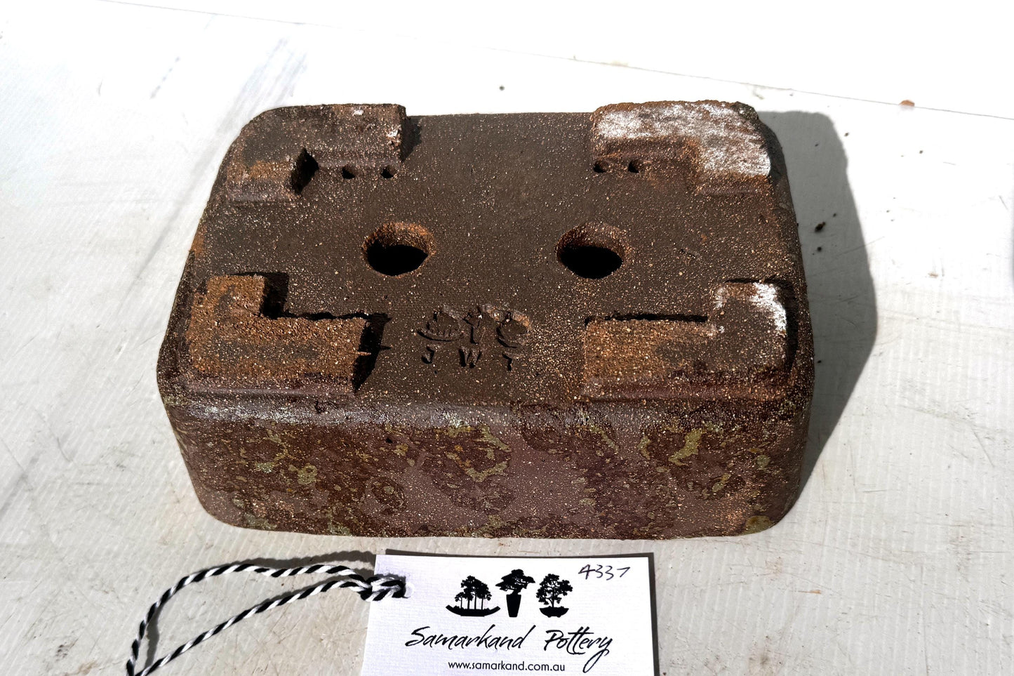 Rectangular 21cm Brown Stoneware Woodash Bonsai Pot