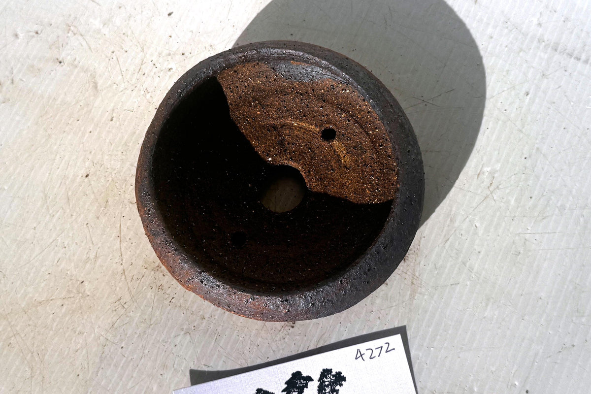 Round 11cm Brown Smooth Finish Stoneware Unglazed Bonsai Pot