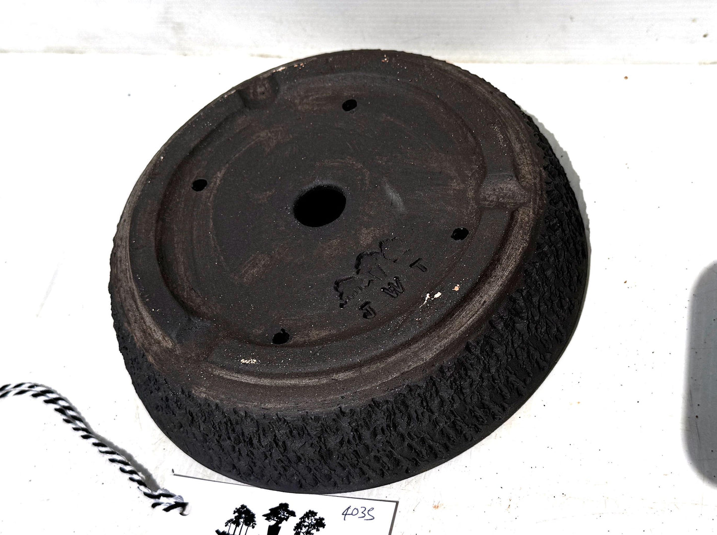Round 19.5cm Black Textured Stoneware Unglazed Bonsai Pot