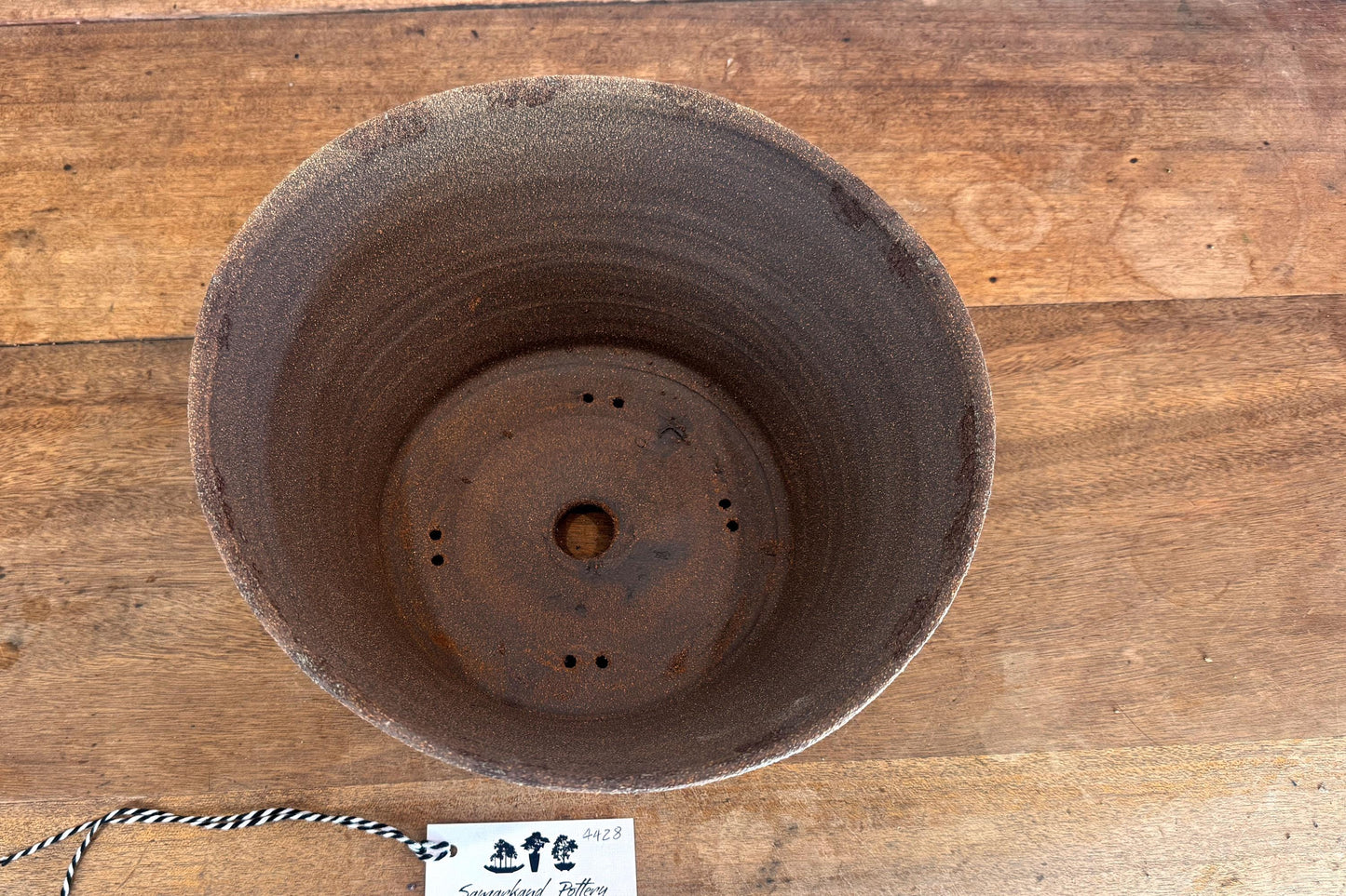 Round 30cm Brown Smooth Stoneware Woodash Bonsai Pot