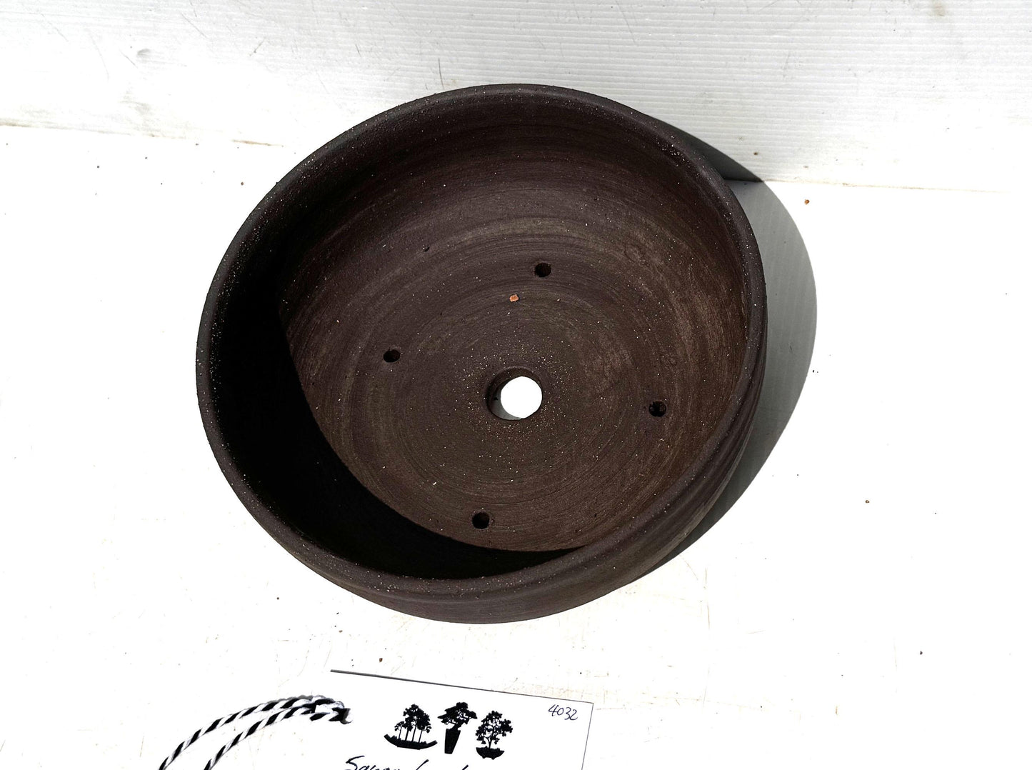 Round 19cm Black Stoneware Unglazed Bonsai Pot