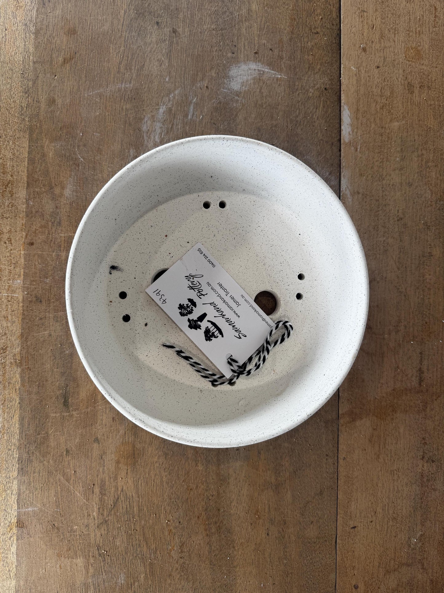 Round 20cm White Stoneware Unglazed Bonsai Pot