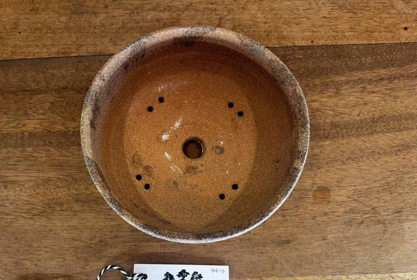Round 19.5cm Brown Smooth Stoneware Woodash Bonsai Pot