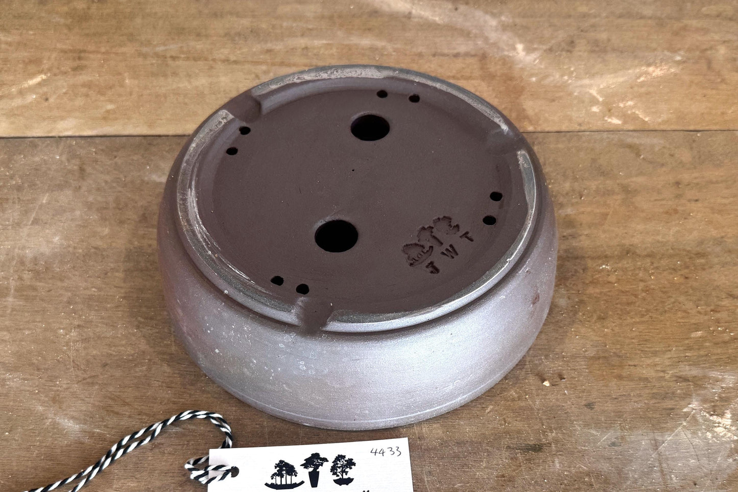 Round 20.5 cm Brown Smooth Stoneware Bonsai Pot