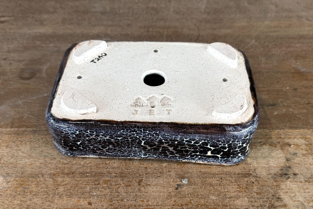 Rectangular 17.5cm Black Glazed Stoneware Bonsai Pot