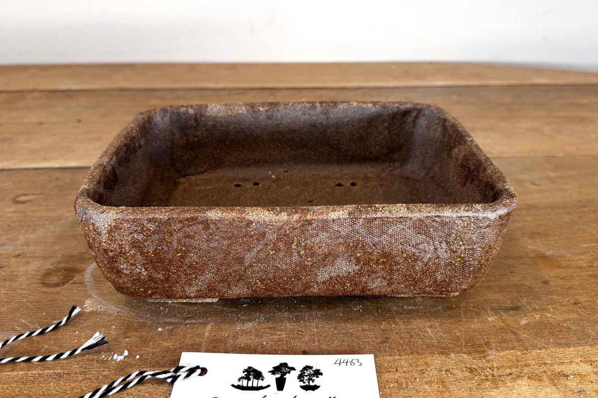 Rectangular 22.5cm Brown Stoneware Woodash Bonsai Pot