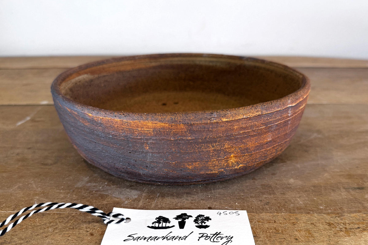 Round 23cm Brown Stoneware Unglazed Bonsai Pot