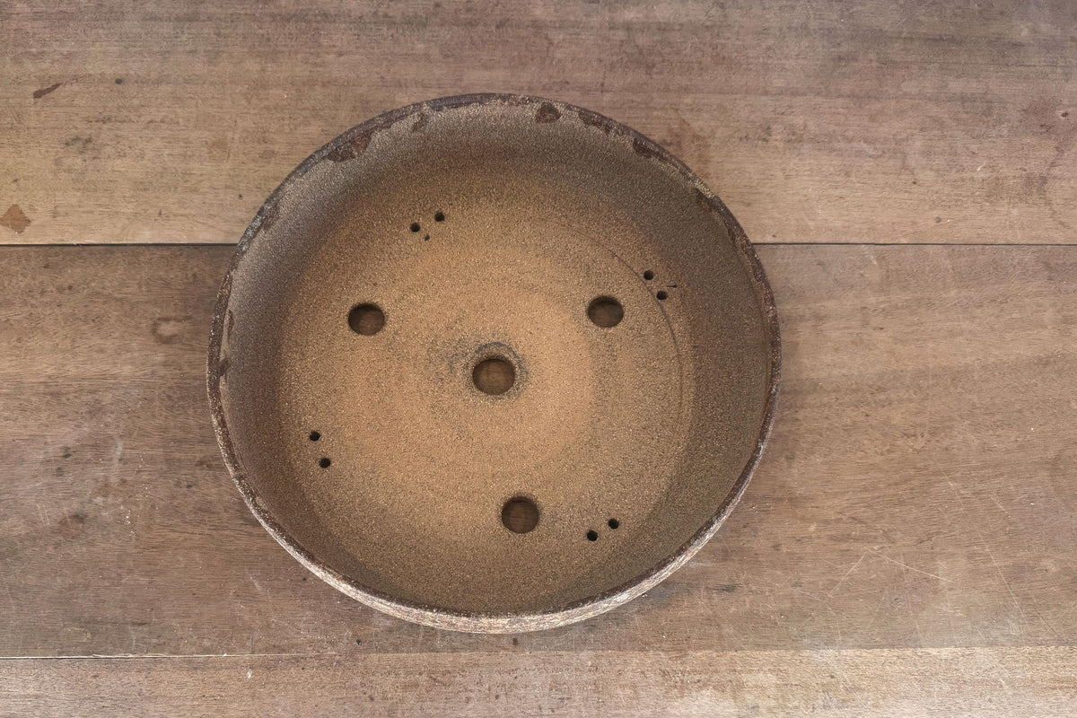 Round 29.5cm Brown Woodash Smooth Finish Stoneware Bonsai Pot