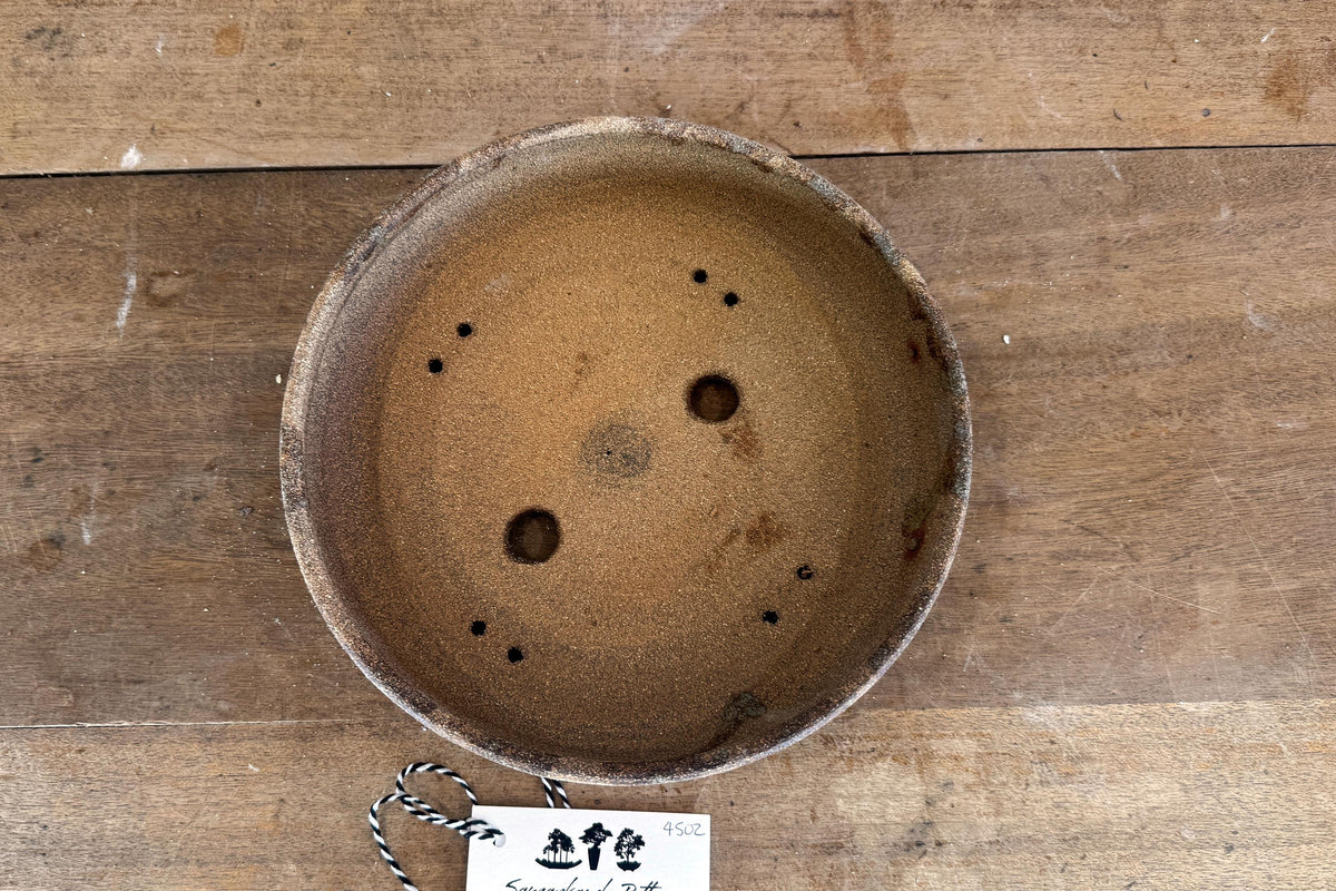 Round 25cm Brown Smooth Stoneware Woodash Bonsai Pot