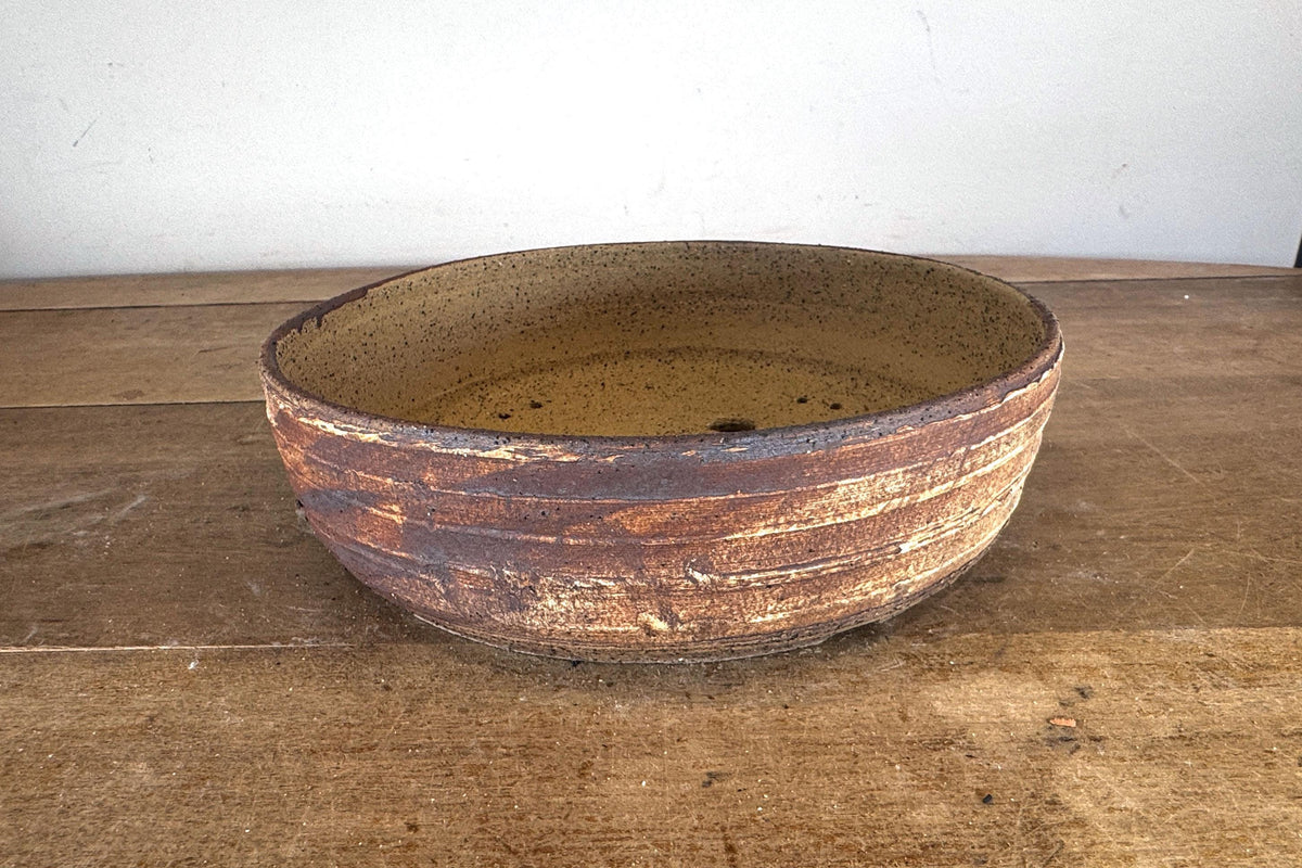 Round 28cm Brown Stoneware Unglazed Bonsai Pot