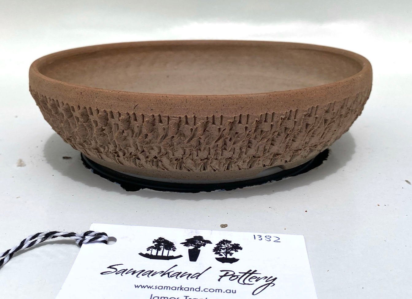 Brown Stoneware Woodash Textured Finish Unglazed Bonsai Pot – Round