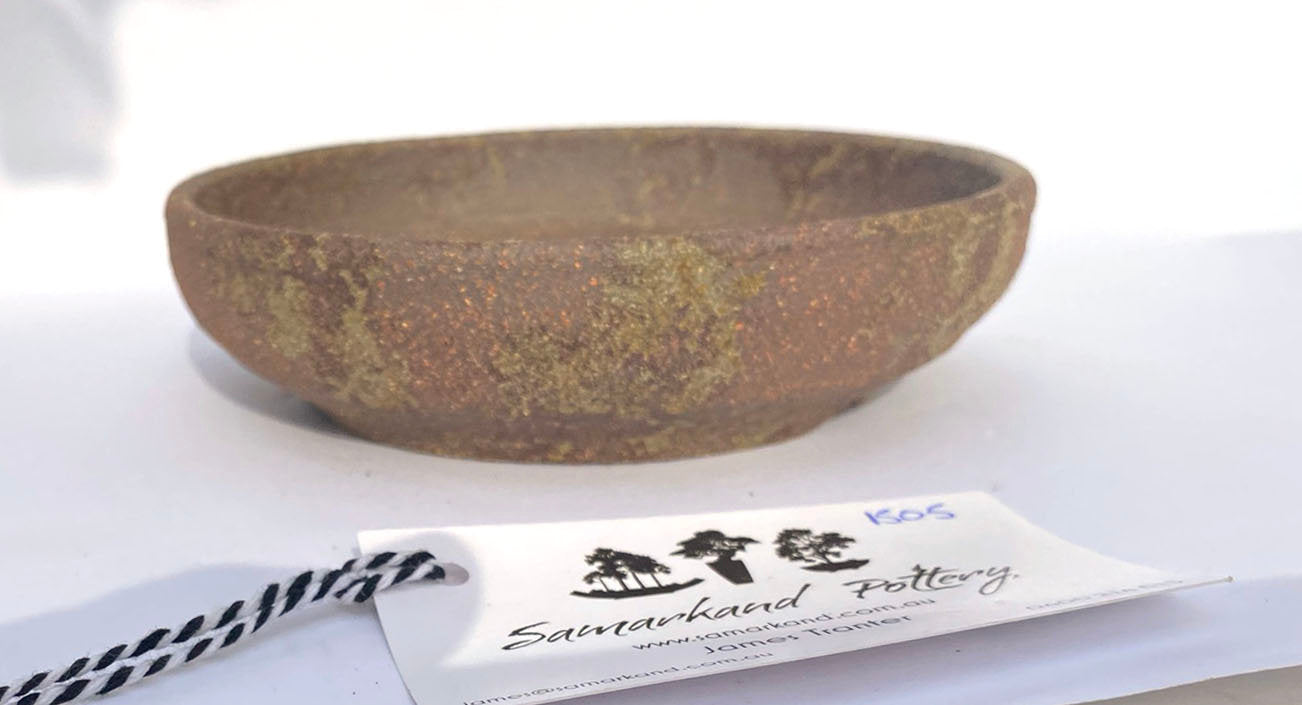 Brown Stoneware Woodash Smooth Finish Unglazed Bonsai Pot – Round Literati