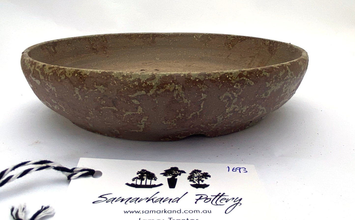 Brown Stoneware Woodash Smooth Finish Unglazed Bonsai Pot – Round Literati