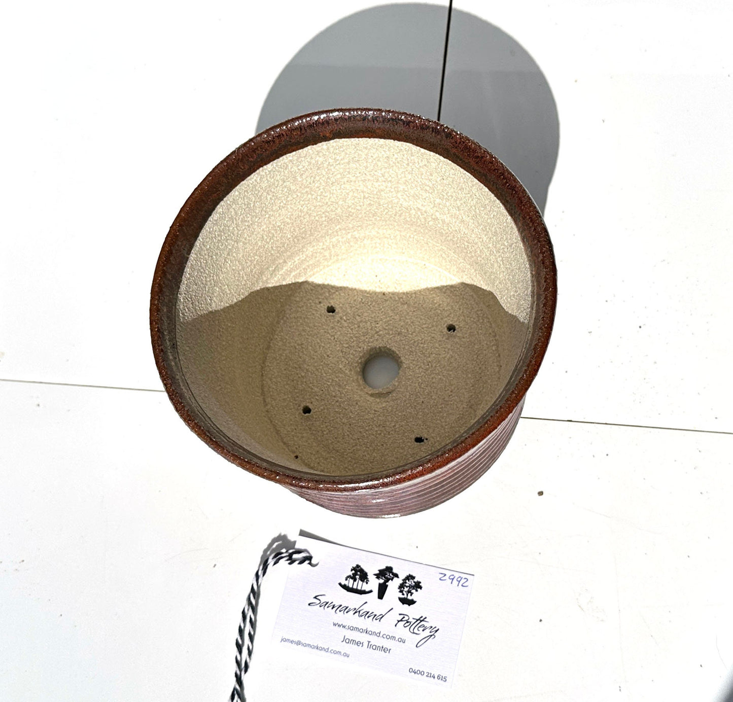 Round  17cm Copper Brown Glazed Stoneware Bonsai Pot