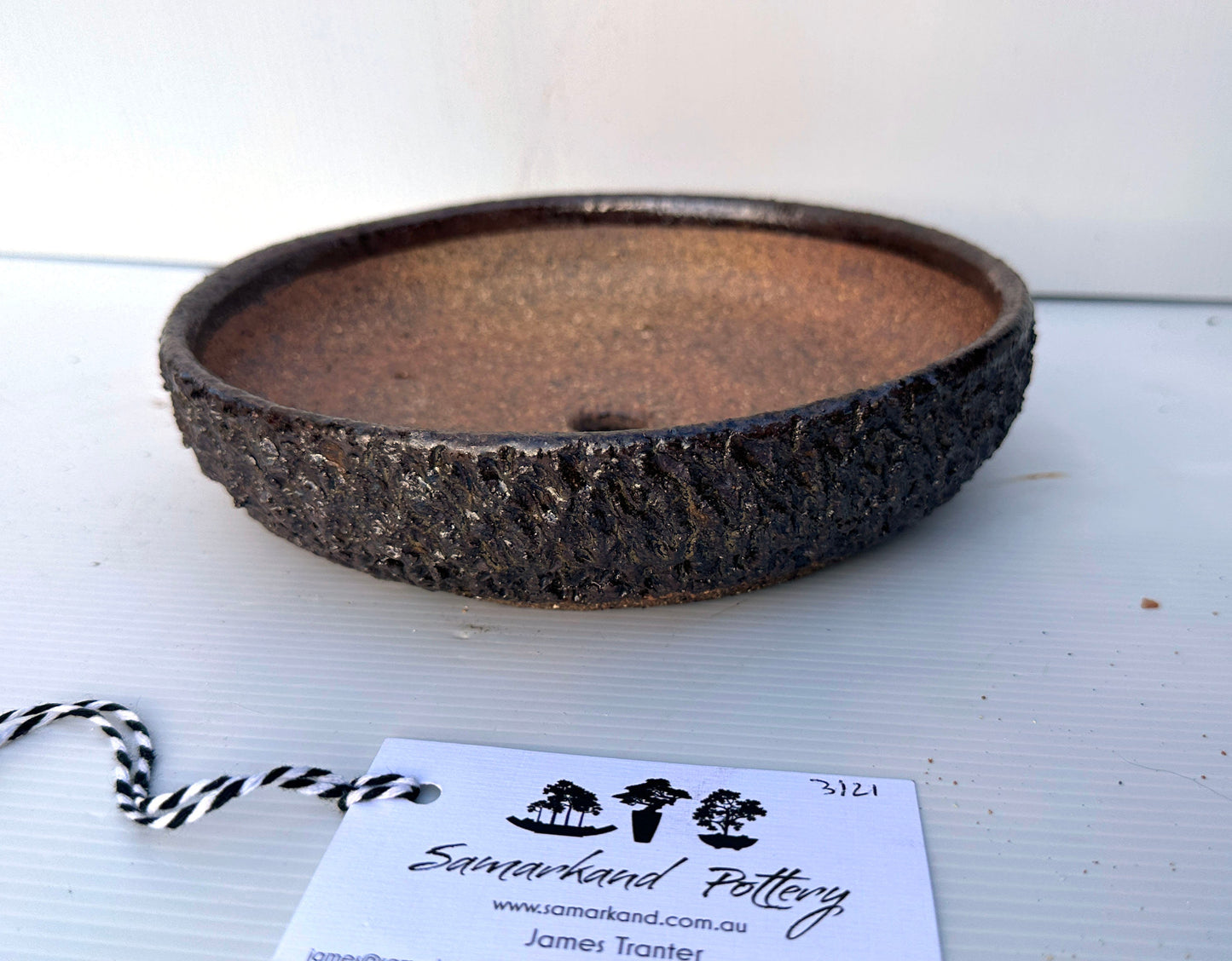 Round  17.5cm Brown Glazed Stoneware Bonsai Pot