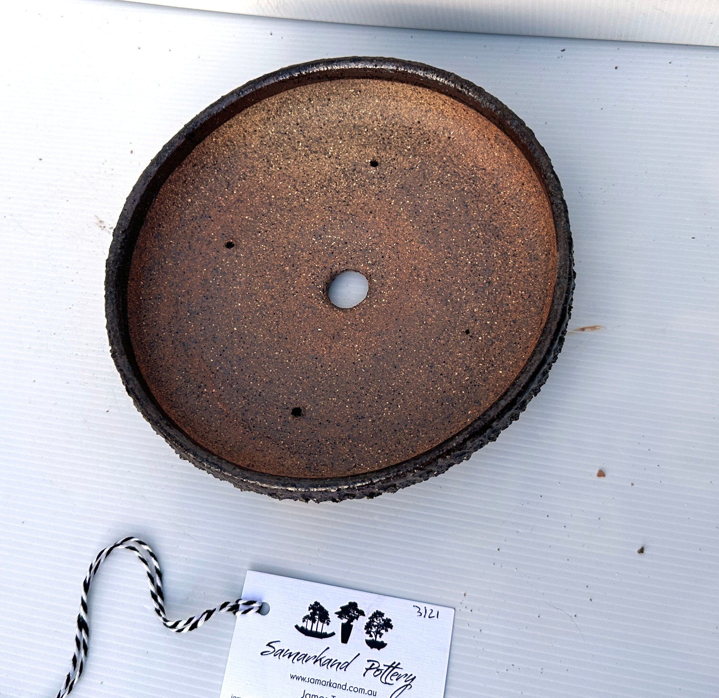 Round  17.5cm Brown Glazed Stoneware Bonsai Pot