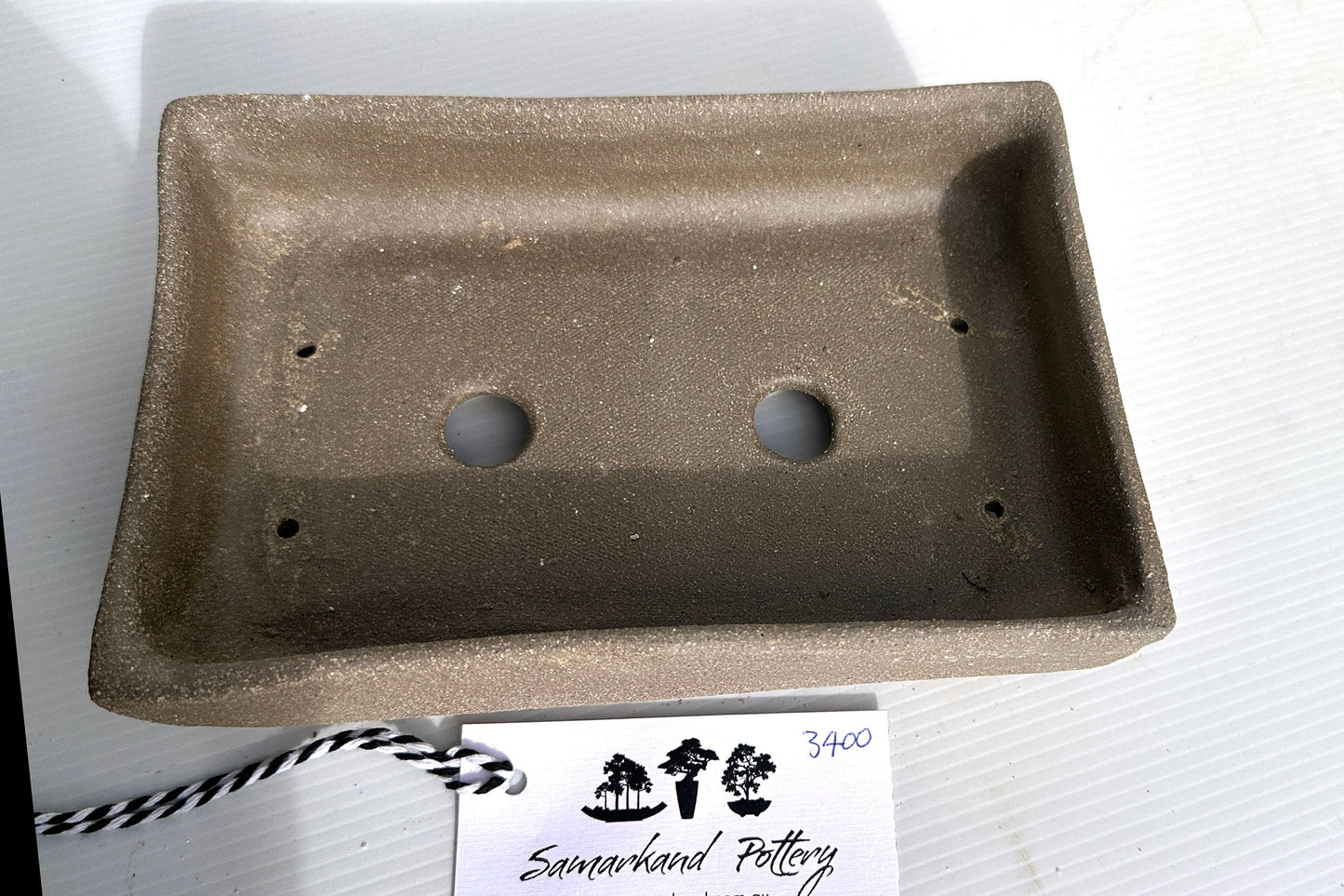 Rectangular 20cm Brown Stoneware Smooth Unglazed Bonsai Pot