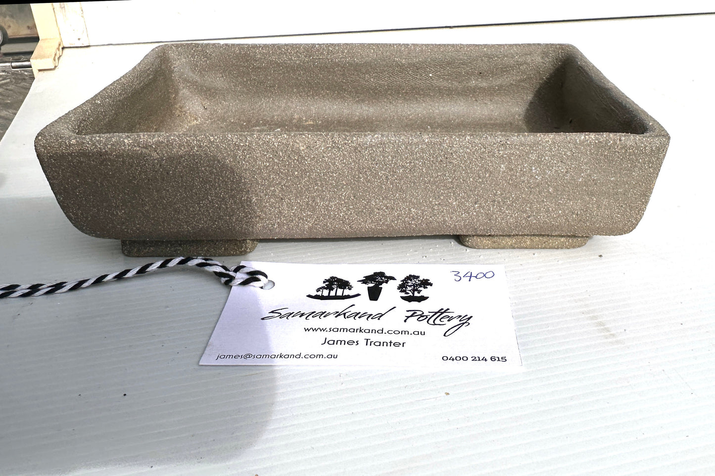 Rectangular 20cm Brown Stoneware Smooth Unglazed Bonsai Pot