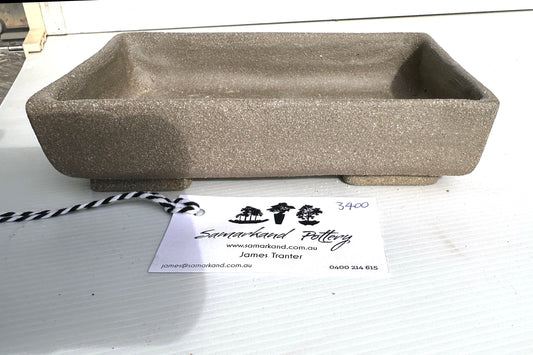 Rectangular 20cm Brown Stoneware Smooth Unglazed Bonsai Pot