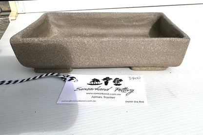 Rectangular 20cm Brown Stoneware Smooth Unglazed Bonsai Pot