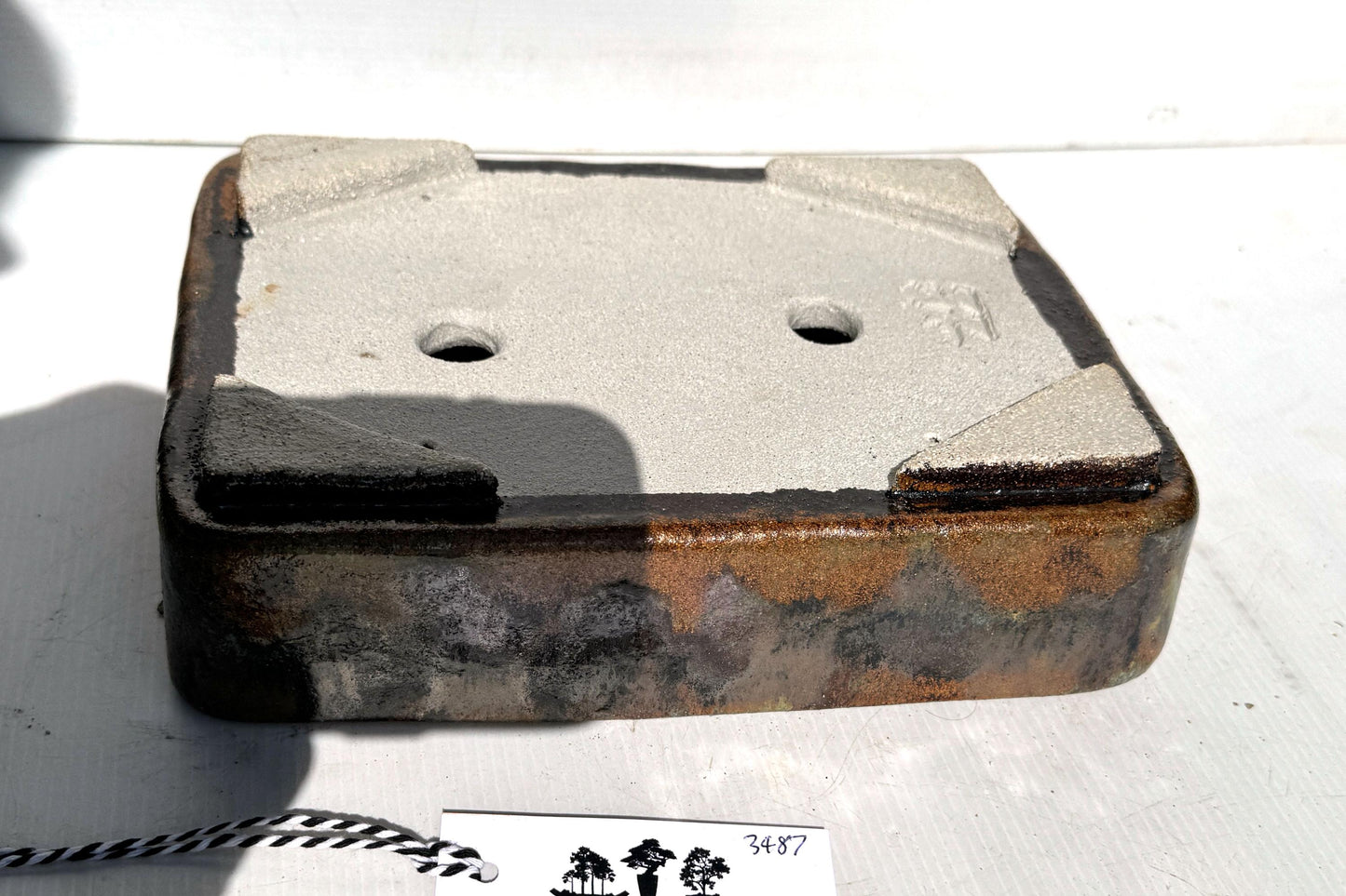 Rectangular 25.5cm Brown and Blue Glazed Stoneware Bonsai Pot