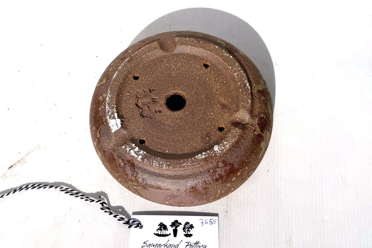 Round 19cm Brown Smooth Stoneware Woodash Bonsai Pot