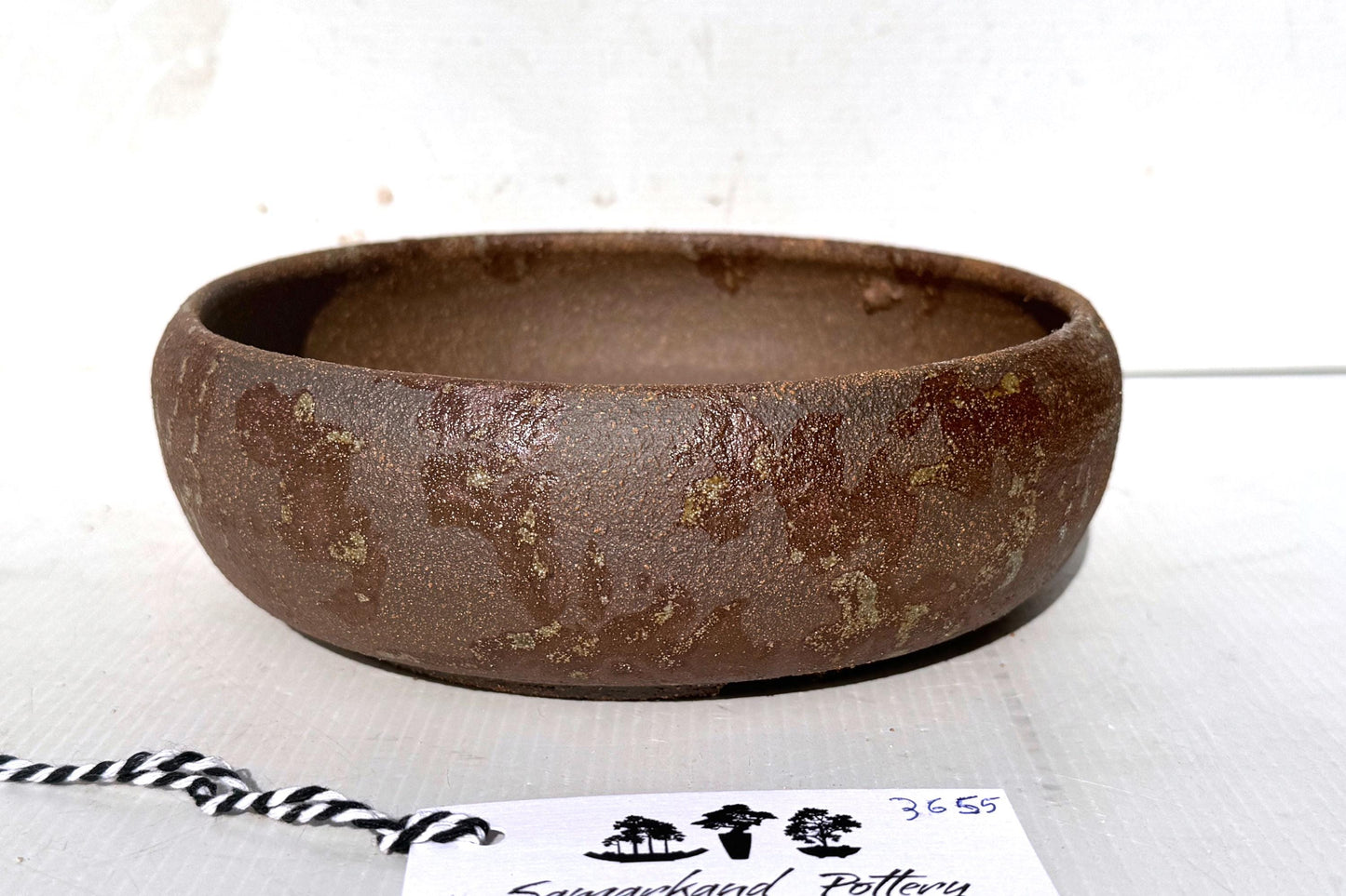 Round 19cm Brown Smooth Stoneware Woodash Bonsai Pot