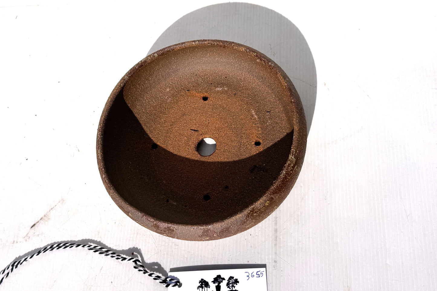 Round 19cm Brown Smooth Stoneware Woodash Bonsai Pot