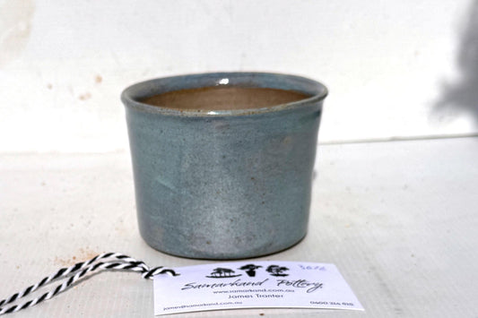 Round  10.5cm Blue Glazed Stoneware Bonsai Pot