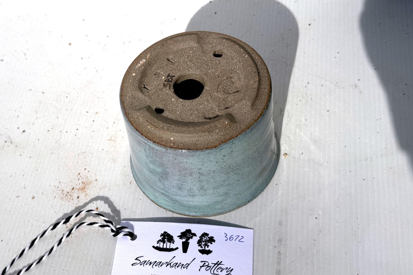 Round  10.5cm Blue Glazed Stoneware Bonsai Pot