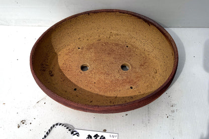 Oval 31.5cm White and Brown Stoneware Unglazed Bonsai Pot