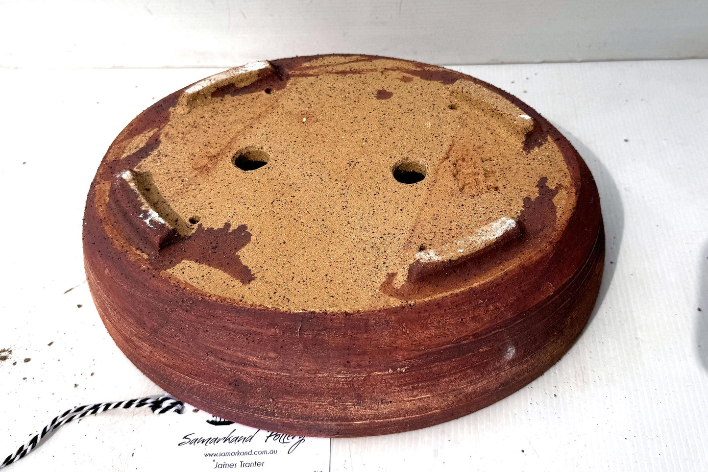 Oval 31.5cm White and Brown Stoneware Unglazed Bonsai Pot