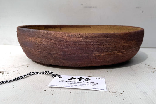 Oval 31.5cm White and Brown Stoneware Unglazed Bonsai Pot