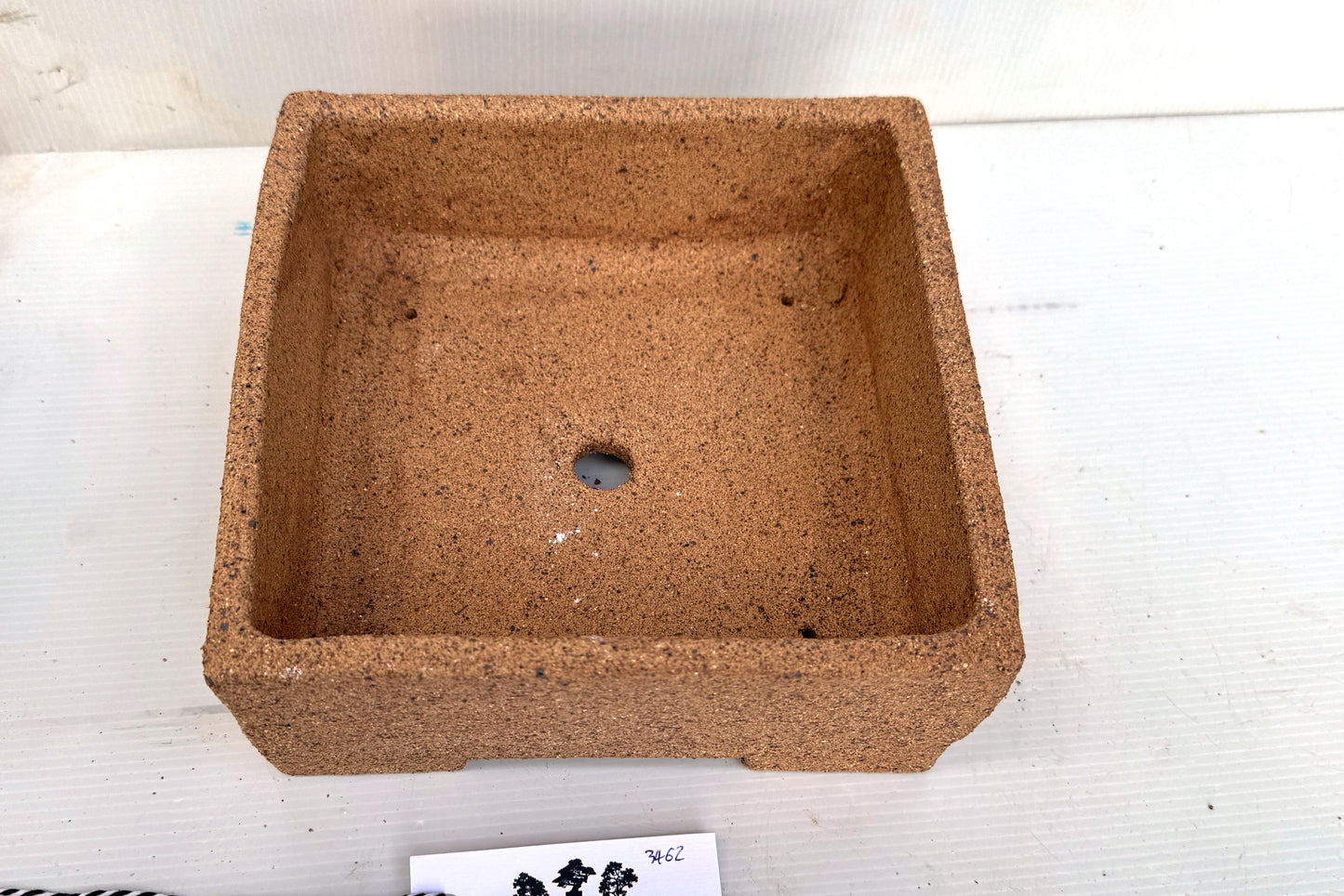 Square 20cm Brown Stoneware Smooth Unglazed Bonsai Pot