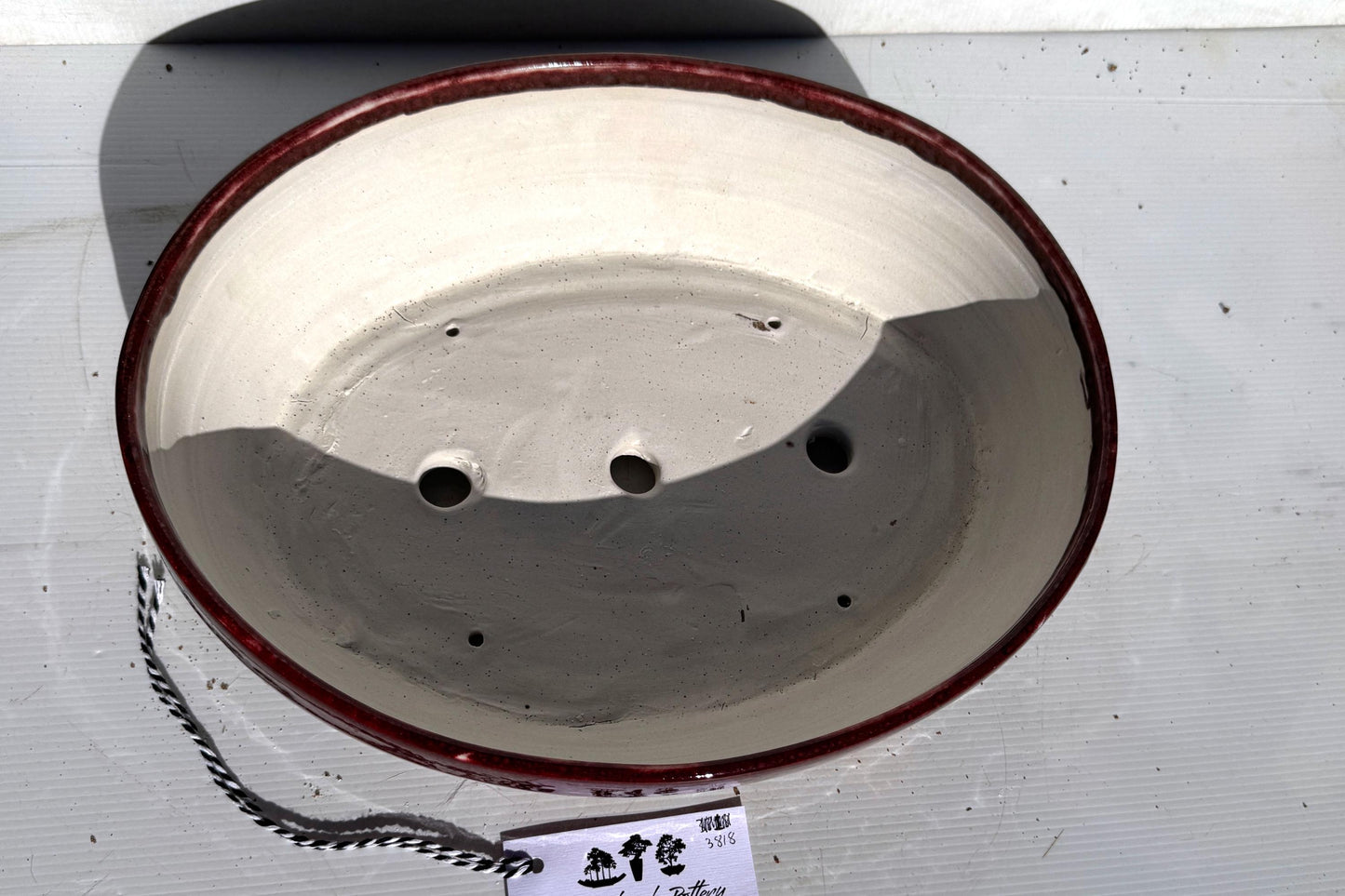 Oval 34cm Red Glazed Stoneware Bonsai Pot
