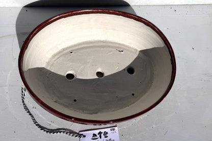 Oval 34cm Red Glazed Stoneware Bonsai Pot