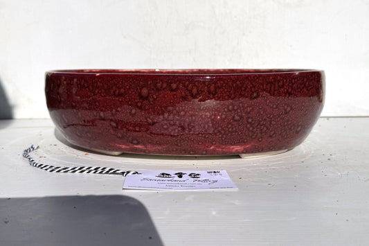 Oval 34cm Red Glazed Stoneware Bonsai Pot