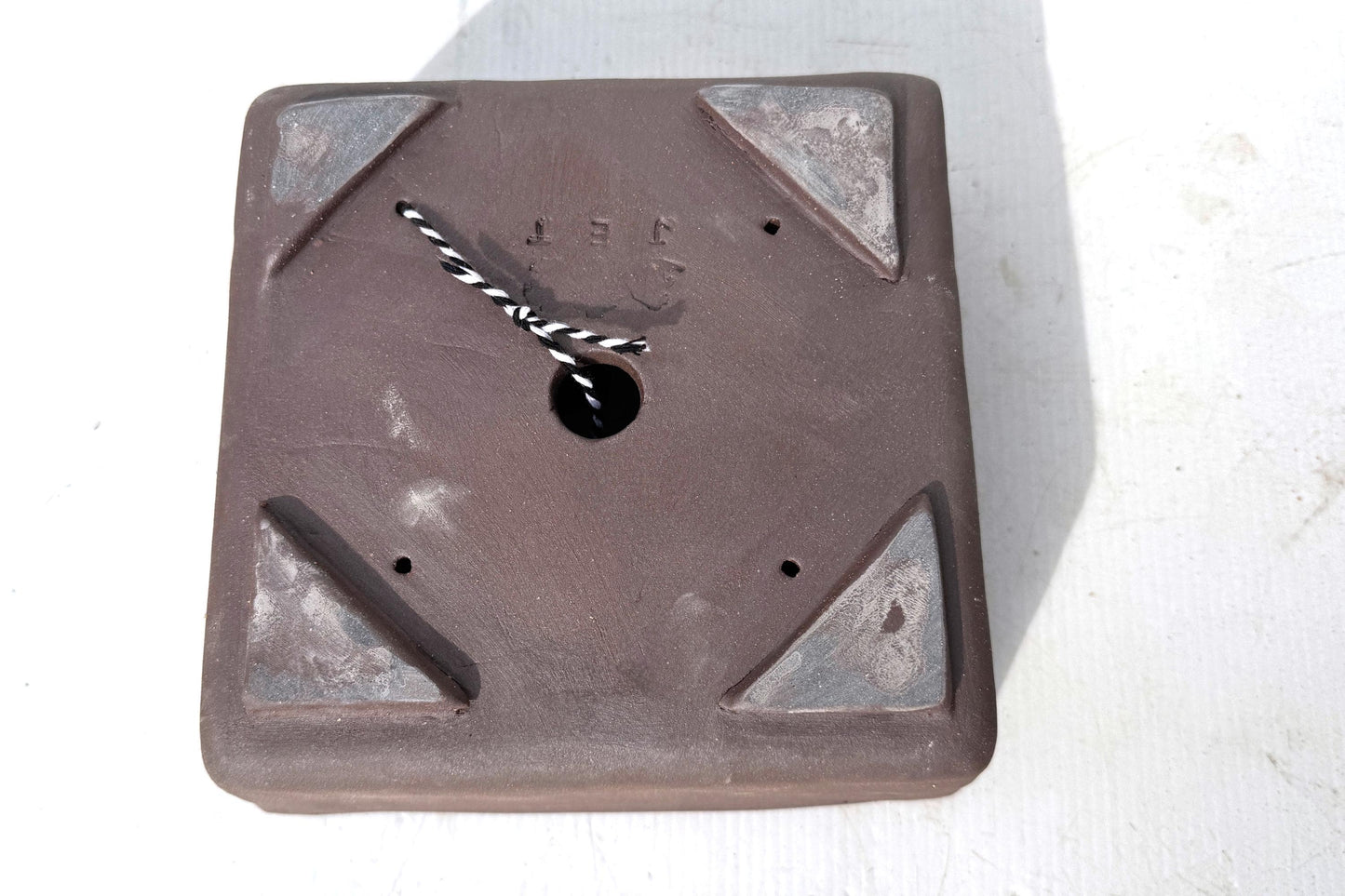 Square 17cm Brown Smooth Stoneware Bonsai Pot