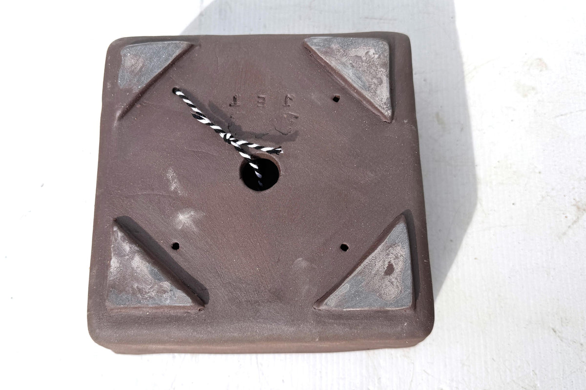 Square 17cm Brown Smooth Stoneware Bonsai Pot