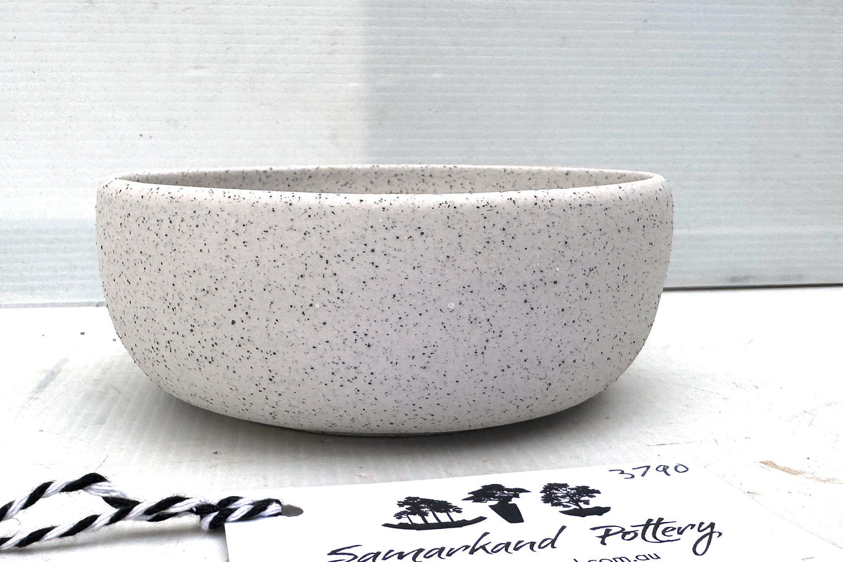 Round 13.5cm White Stoneware Unglazed Bonsai Pot